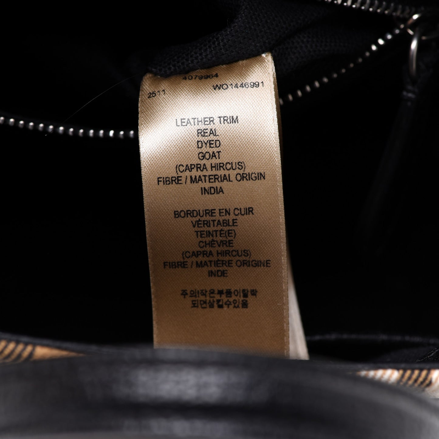 Goatskin Vintage Check Baby Banner Tote Black