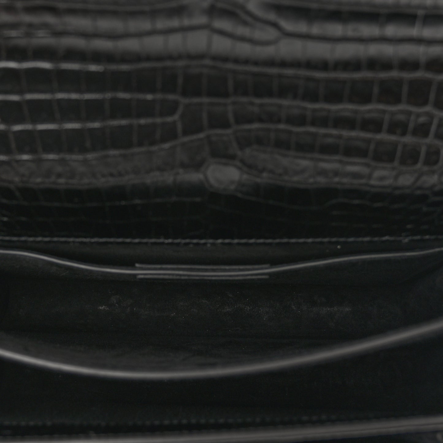 Calfskin Crocodile Embossed Medium Monogram Sunset Black