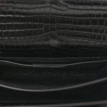 Saint Laurent Calfskin Crocodile Embossed Medium Monogram Sunset Black 6 of 12