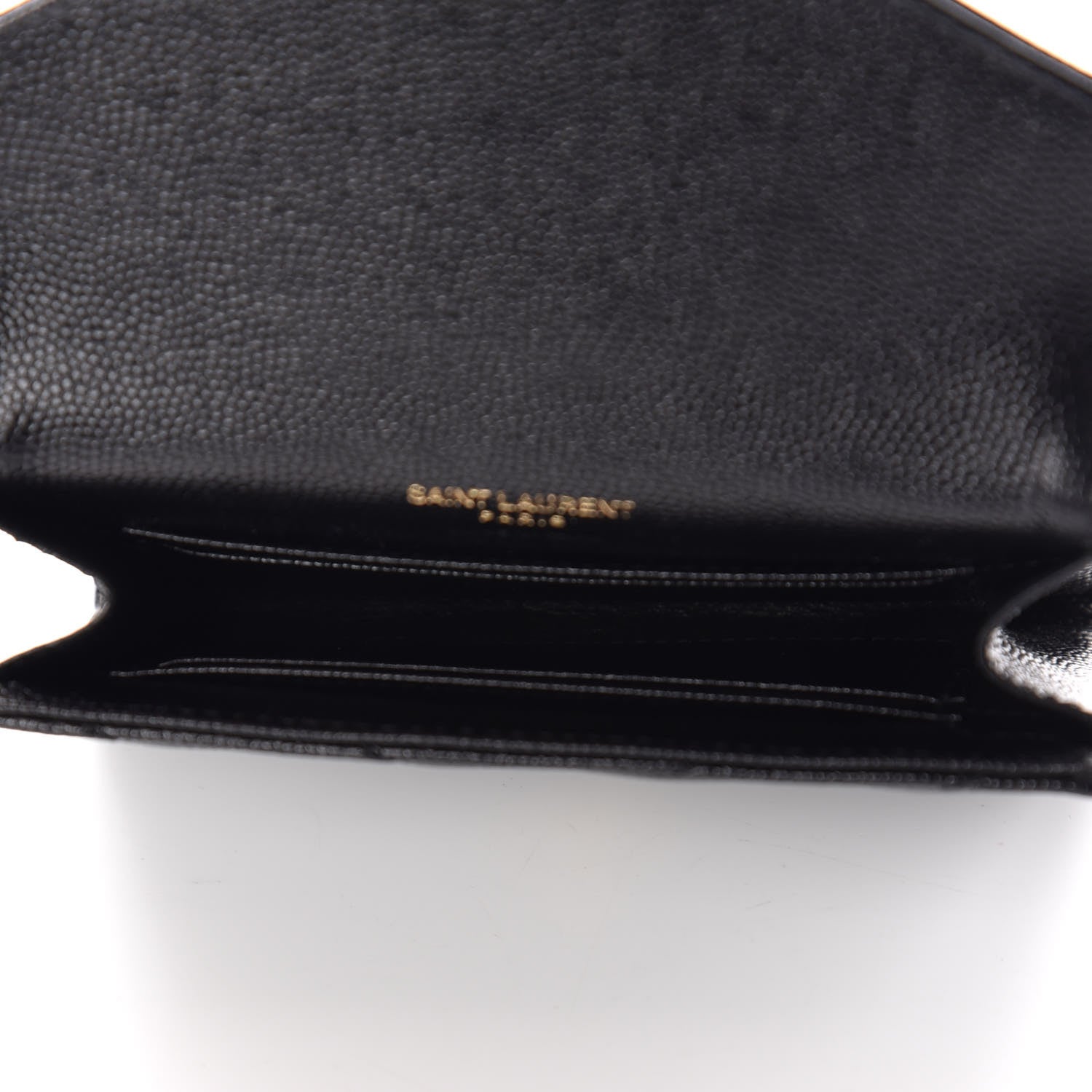 Saint Laurent Grain De Poudre Matelasse Chevron Small Monogram Envelope Wallet Black 7 of 9