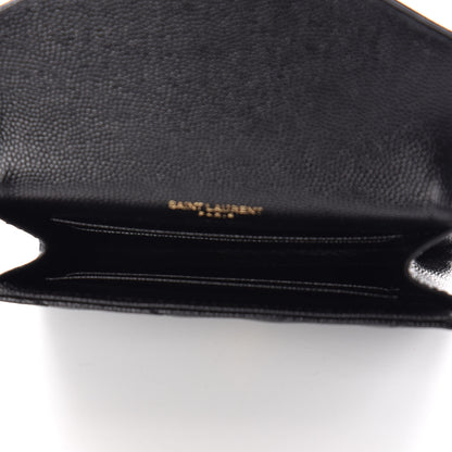 Saint Laurent Grain De Poudre Matelasse Chevron Small Monogram Envelope Wallet Black 7 of 9