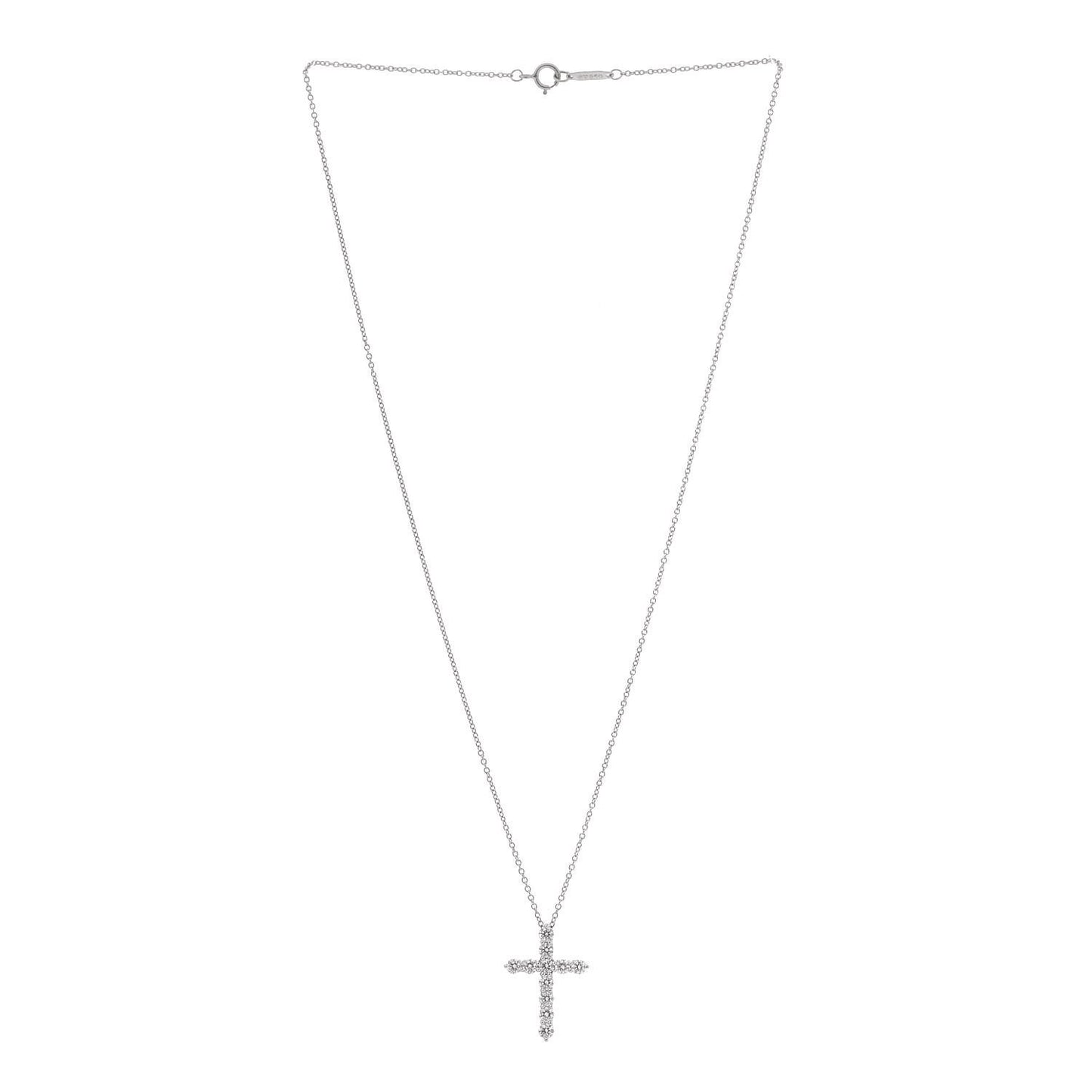 Platinum Diamond Medium Cross Pendant Necklace