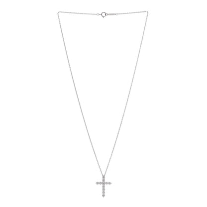 Tiffany Platinum Diamond Medium Cross Pendant Necklace 3 of 6