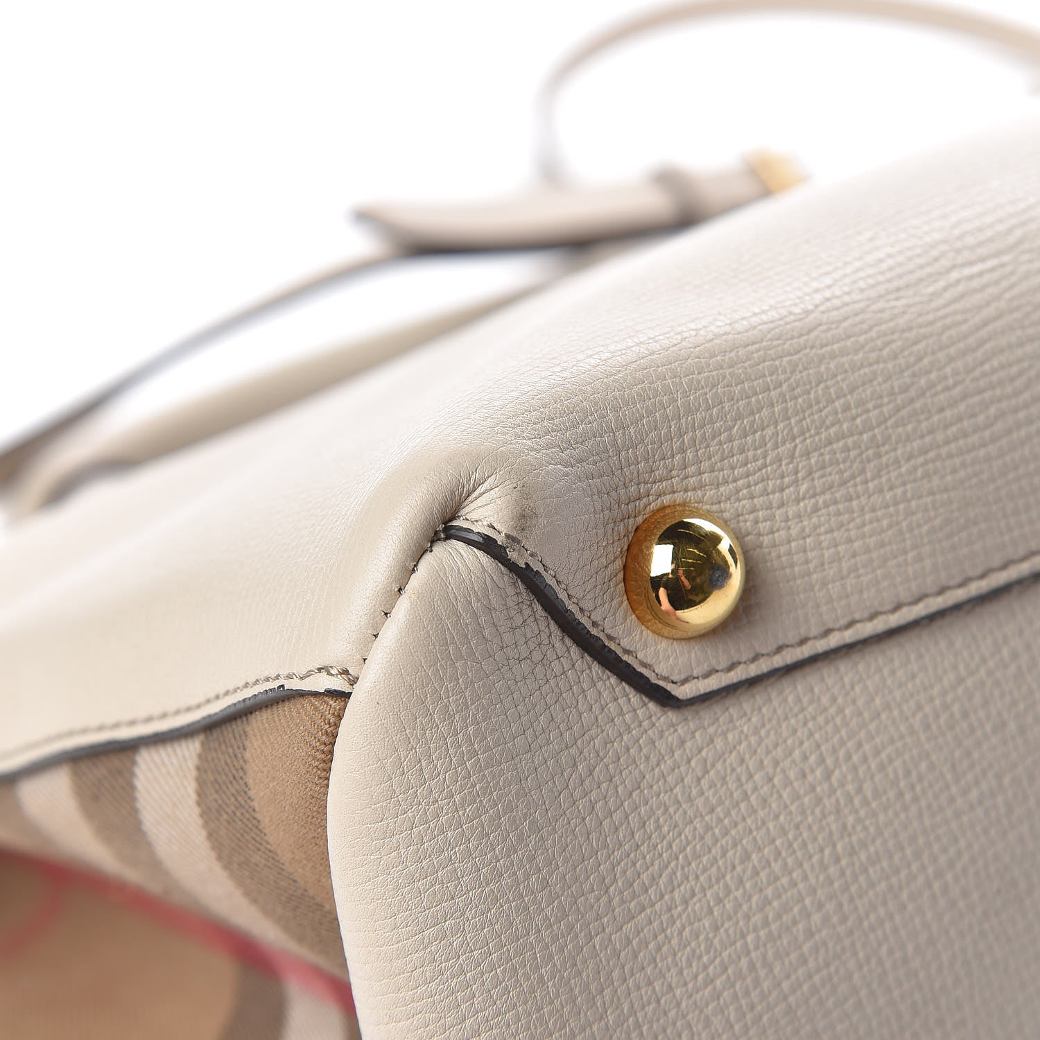 Burberry Derby Calfskin House Check Medium Banner Tote Beige 11 of 16