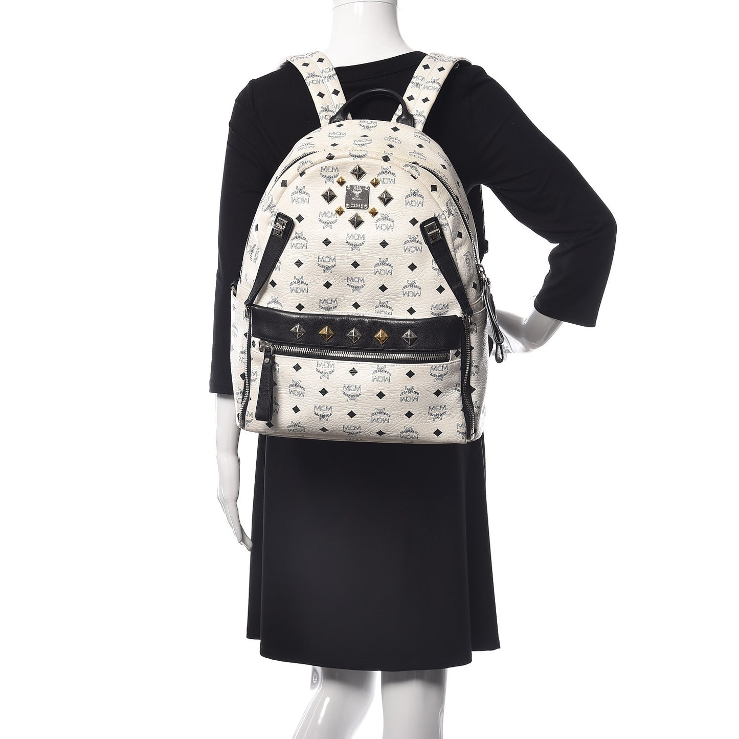 Visetos Studded Medium Dual Stark Backpack White