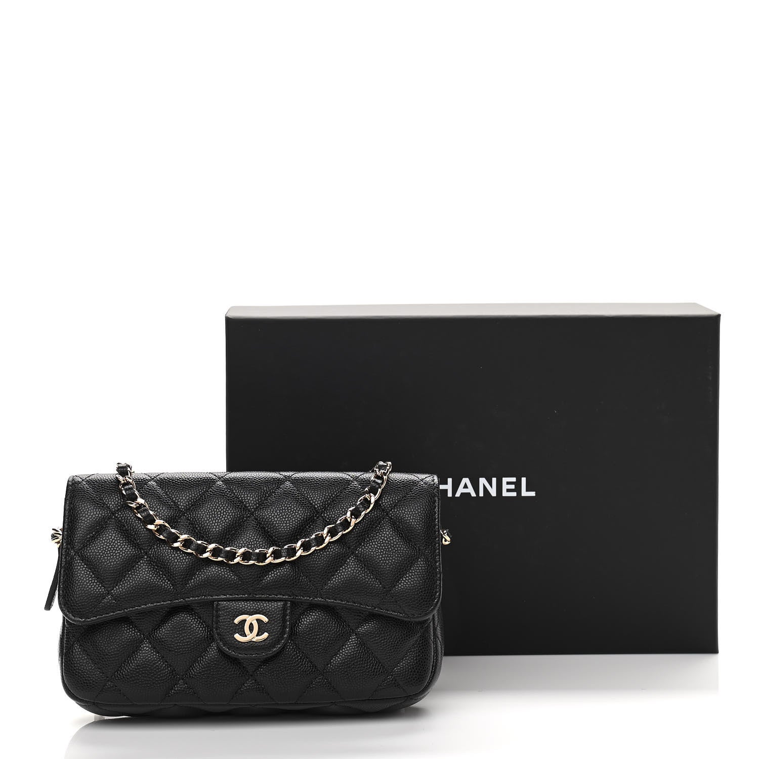 Chanel Caviar Quilted Flap Phone Holder With Chain Black 13 of 13