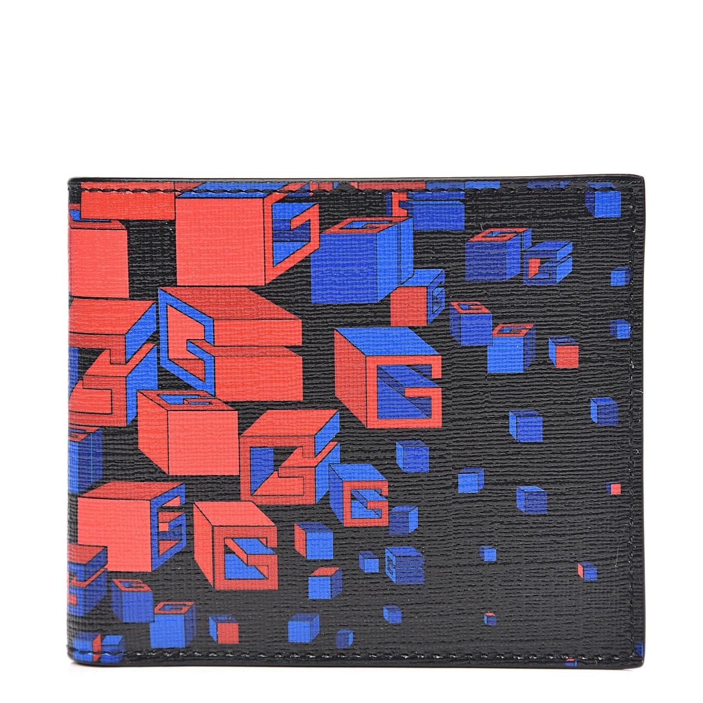 Calfskin Square G Space Print Bi-Fold Wallet Black