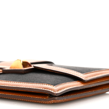 Hermes Canvas Courchevel Medor Clutch Gold Brown 10 of 15