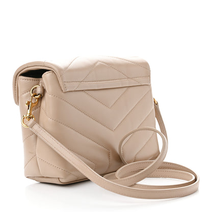 Saint Laurent Calfskin Y Quilted Monogram Toy Loulou Crossbody Bag Latte 3 of 9