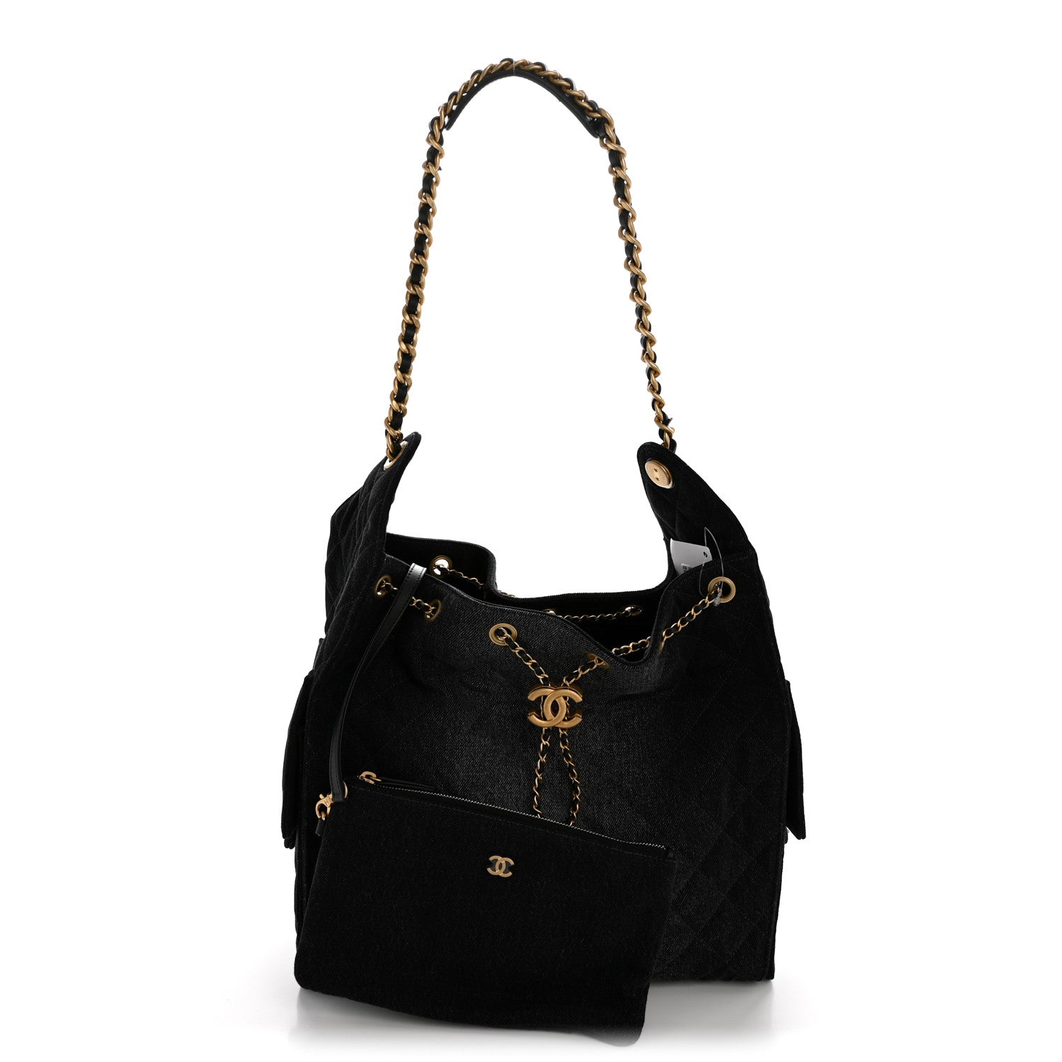 Chanel Washed Denim Quilted Medium Chanel 25 Handbag Black 3 of 12