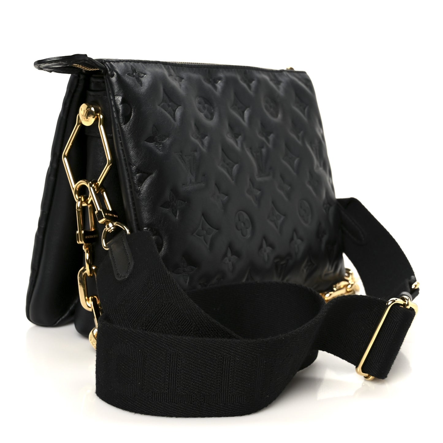 Lambskin Embossed Monogram Coussin PM Black