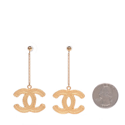 Chanel CC Drop Earrings Matte Gold 2 of 5