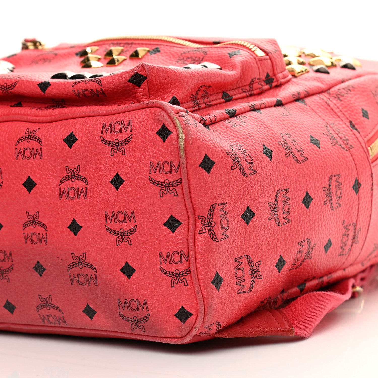 MCM Visetos Studded Small Stark M Backpack Scooter Red 9 of 16
