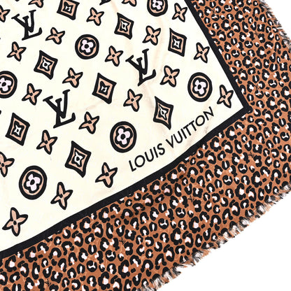 Louis Vuitton Silk Wool Wild At Heart Shawl Caramel Creme Black 2 of 4