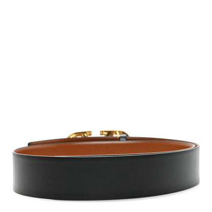 Valentino Garavani Glossy Calfskin VLogo Reversible 40mm Belt 85 34 Saddle Brown Black 2 of 4