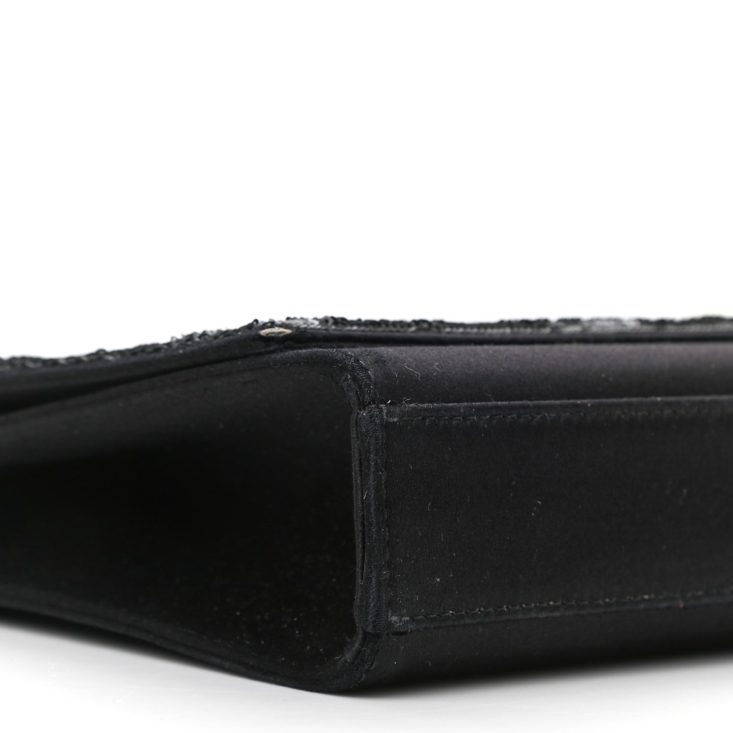 Sequin Flip Satin Monogram Kate Chain Wallet Black