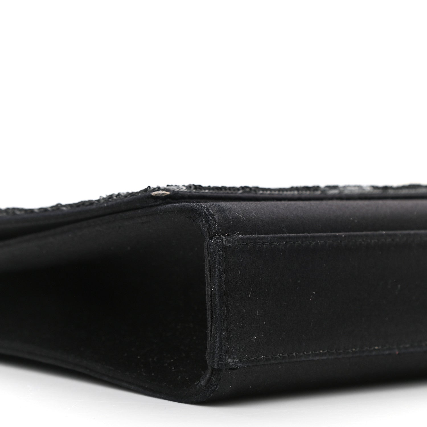 Saint Laurent Sequin Flip Satin Monogram Kate Chain Wallet Black 8 of 11