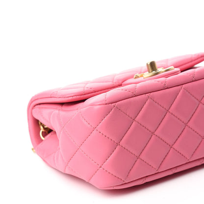 Chanel Lambskin Resin Quilted Mini Pearl Samba Square Flap Pink 6 of 11