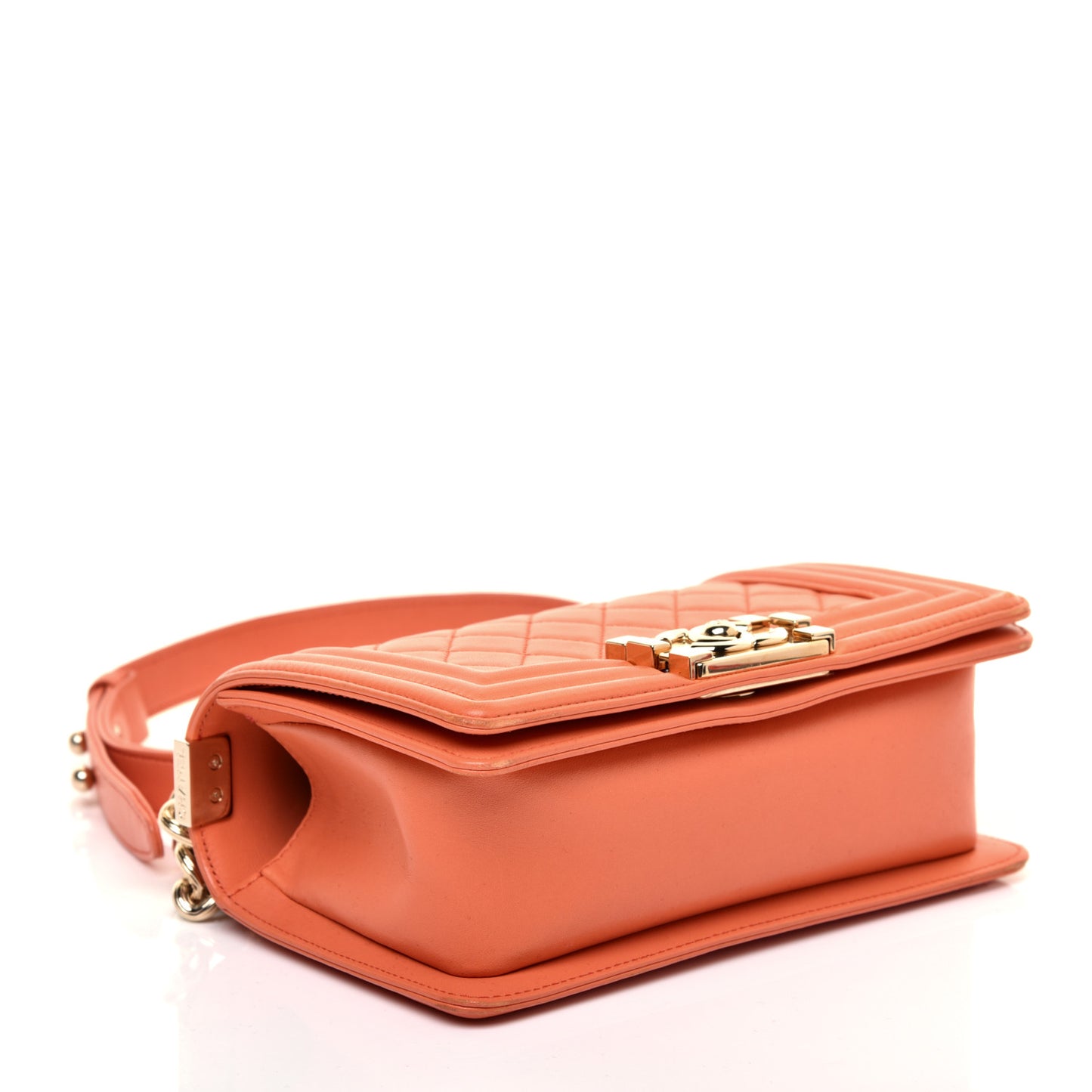 Lambskin Quilted Small Boy Flap Orange