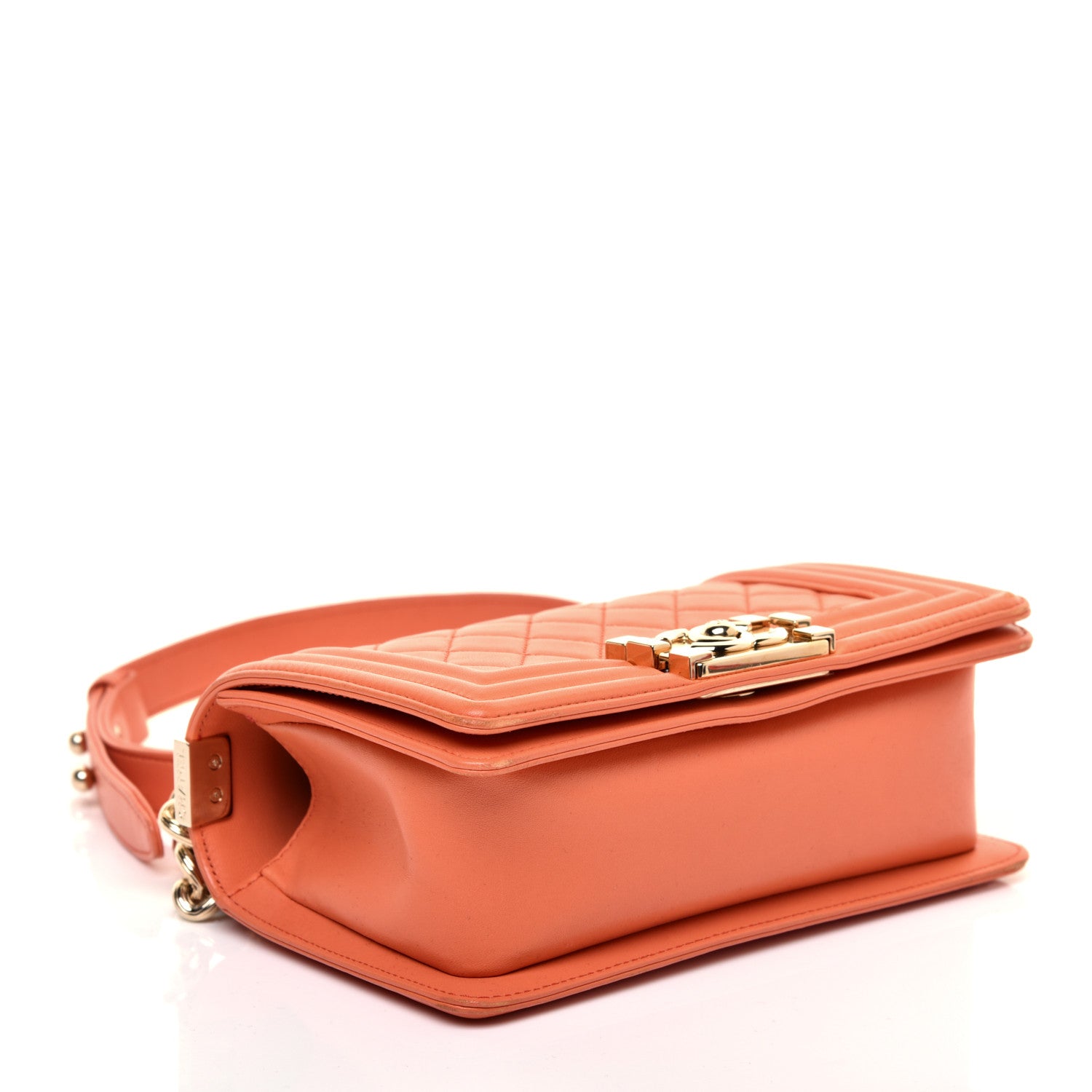 Chanel Lambskin Quilted Small Boy Flap Orange 4 of 10
