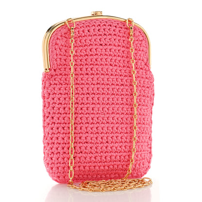 Fendi Fabric Crochet Baguette Phone Bag Rosa 3 of 8