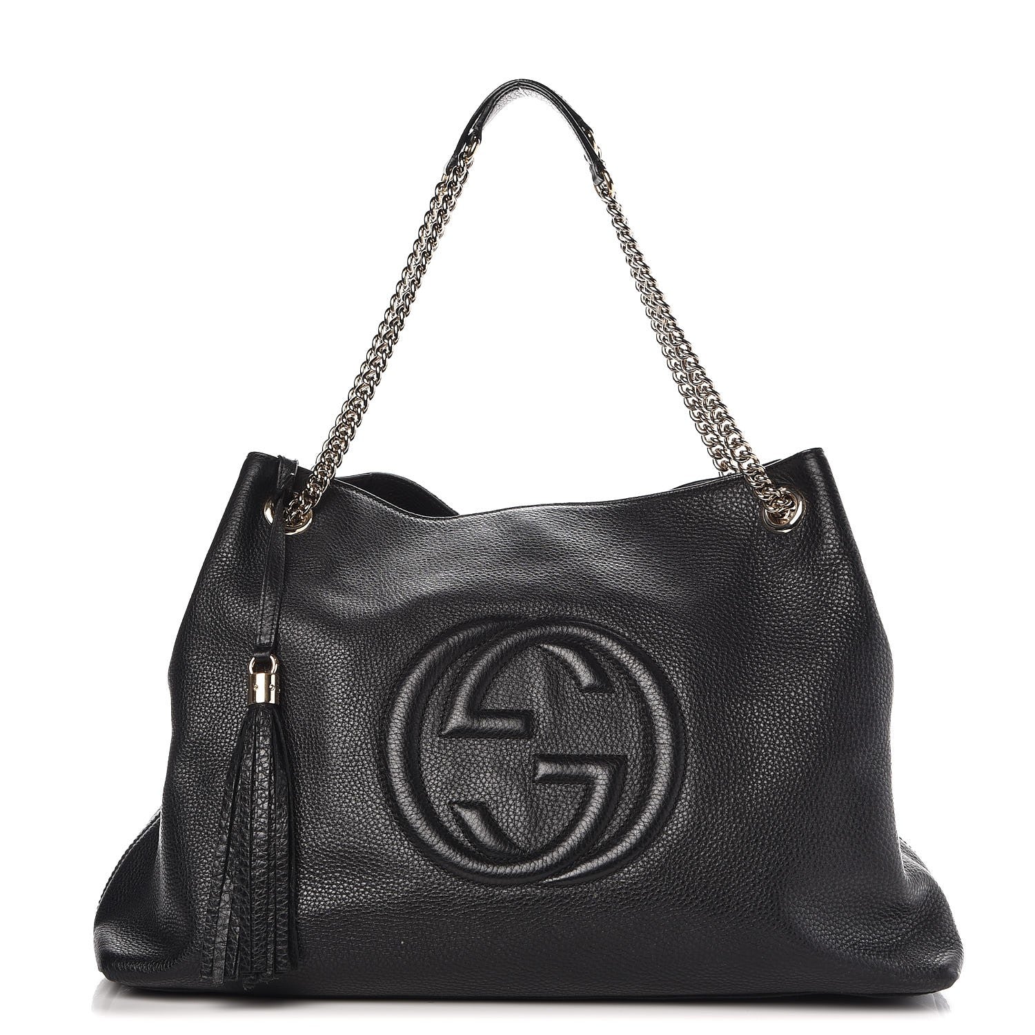 Gucci Pebbled Calfskin Large Soho Chain Shoulder Bag Black 1 of 18