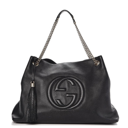Gucci Pebbled Calfskin Large Soho Chain Shoulder Bag Black 1 of 18
