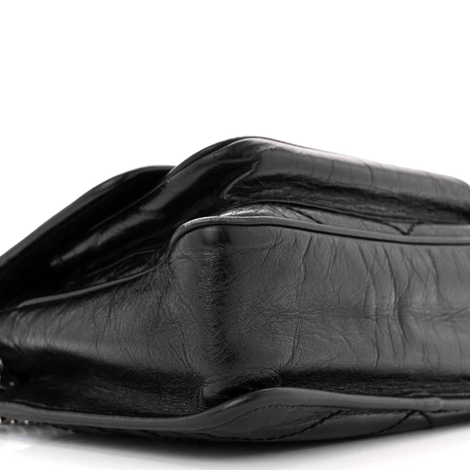 Saint Laurent Crinkled Calfskin Matelasse Monogram Baby Niki Chain Satchel Black 9 of 11