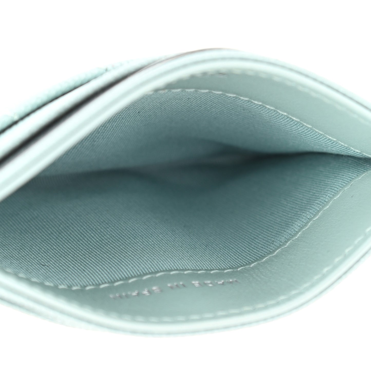 Metallic Caviar Chevron Quilted Vintage Mademoiselle Card Holder Light Blue