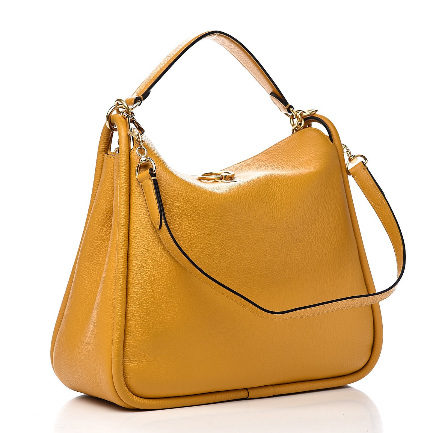 Small Classic Grain Calfskin Leighton Deep Amber