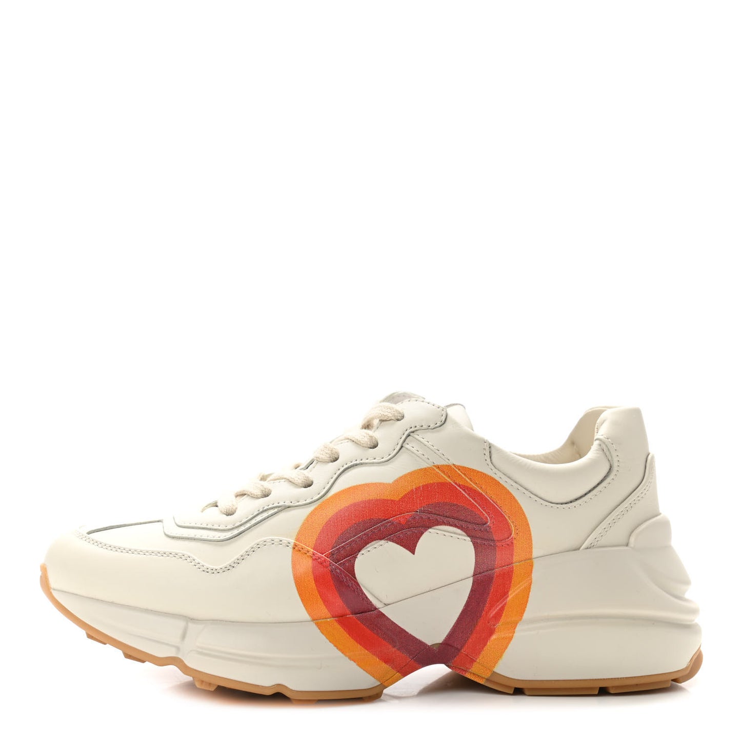 Calfskin Interlocking G Heart Rhyton Sneakers 35.5 Mystic White