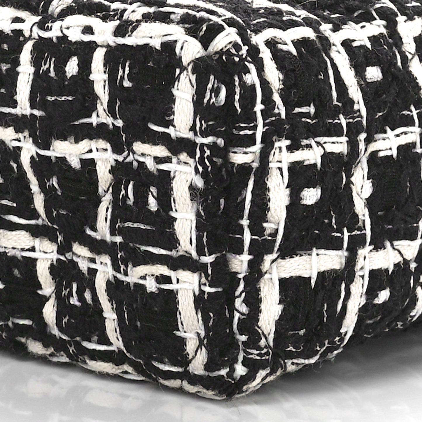 Tweed Quilted Top Handle Slim Long Vanity Black Ecru White