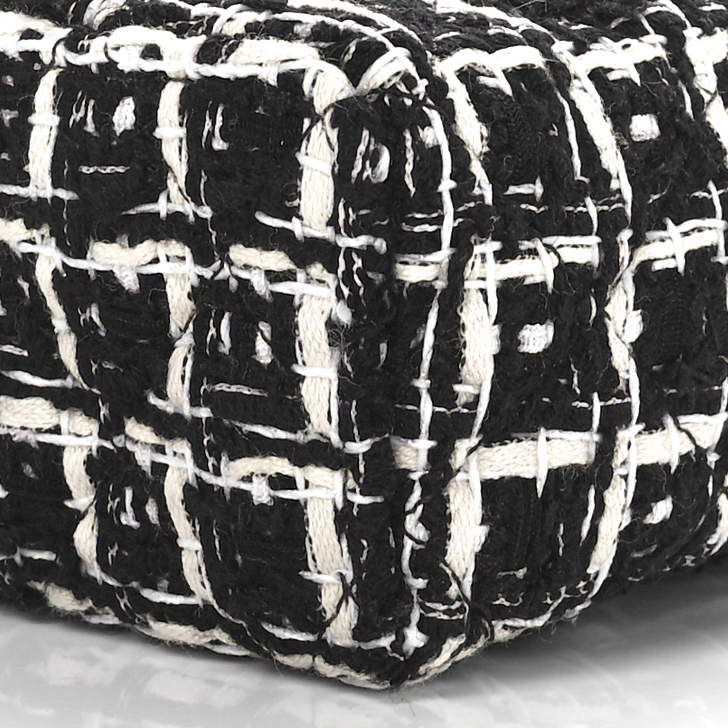 Chanel Tweed Quilted Top Handle Slim Long Vanity Black Ecru White 10 of 11