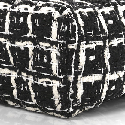 Chanel Tweed Quilted Top Handle Slim Long Vanity Black Ecru White 10 of 11