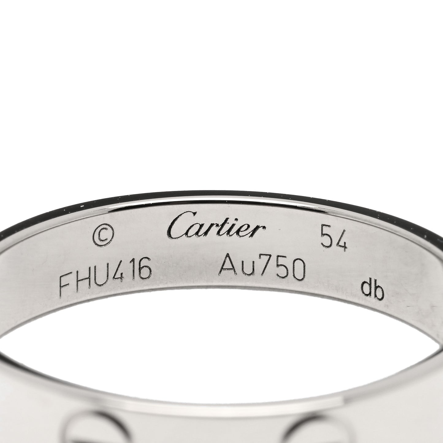 18K White Gold 3.5mm LOVE Wedding Band Ring 54 6.75