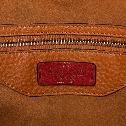 Valentino Garavani Grained Calfskin Rockstud Shoulder Tote Tan 5 of 11