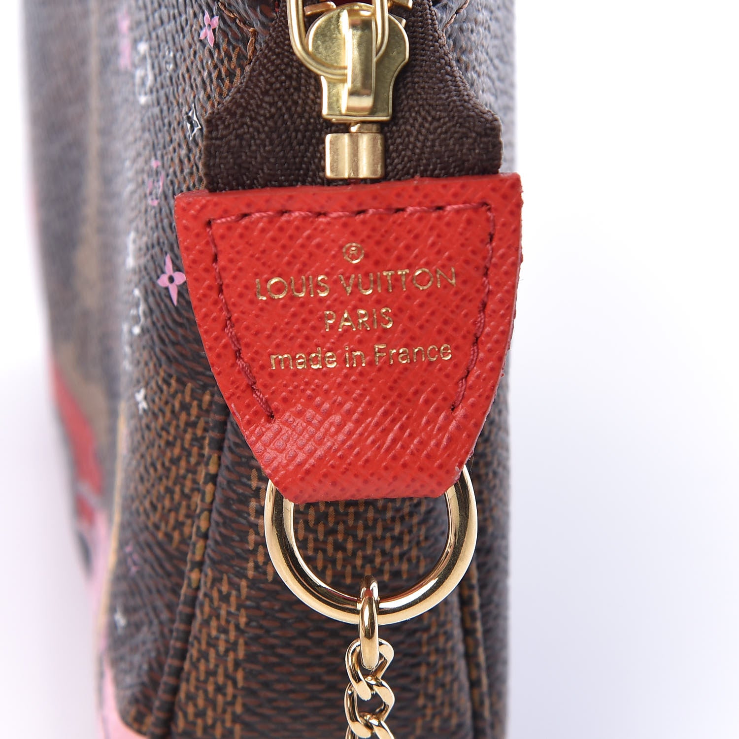 Louis Vuitton Damier Ebene 2019 Christmas Animation Mini Pochette Accessories Red 6 of 7