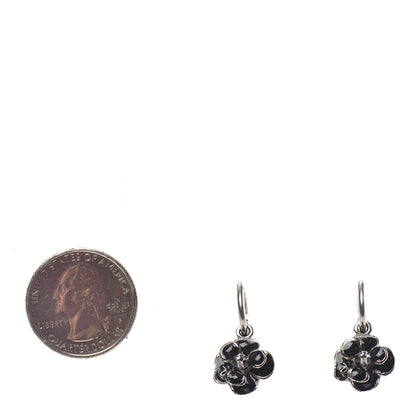 Chanel Enamel CC Camellia Drop Earrings Black 2 of 4