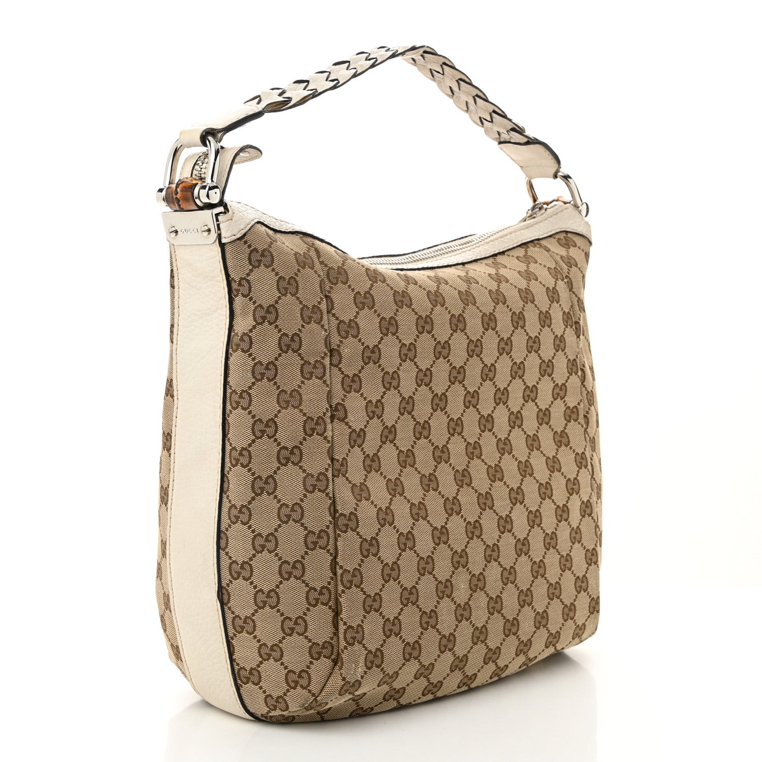 Gucci Monogram Bamboo Bar Medium Hobo Off White 3 of 11