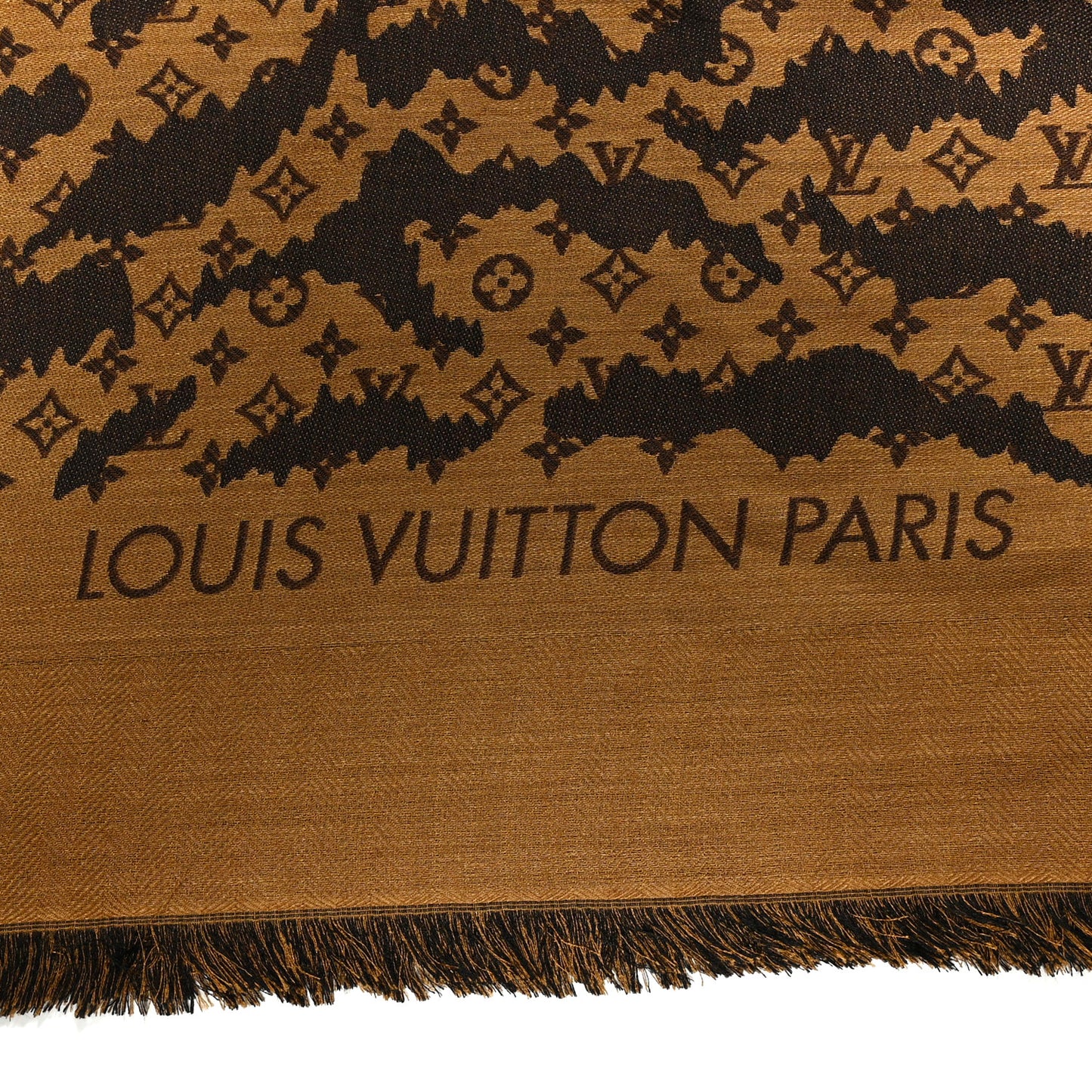 Silk Wool Tigergram Shawl Brown