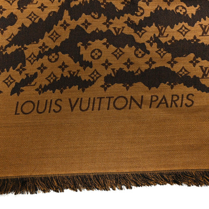 Louis Vuitton Silk Wool Tigergram Shawl Brown 2 of 3