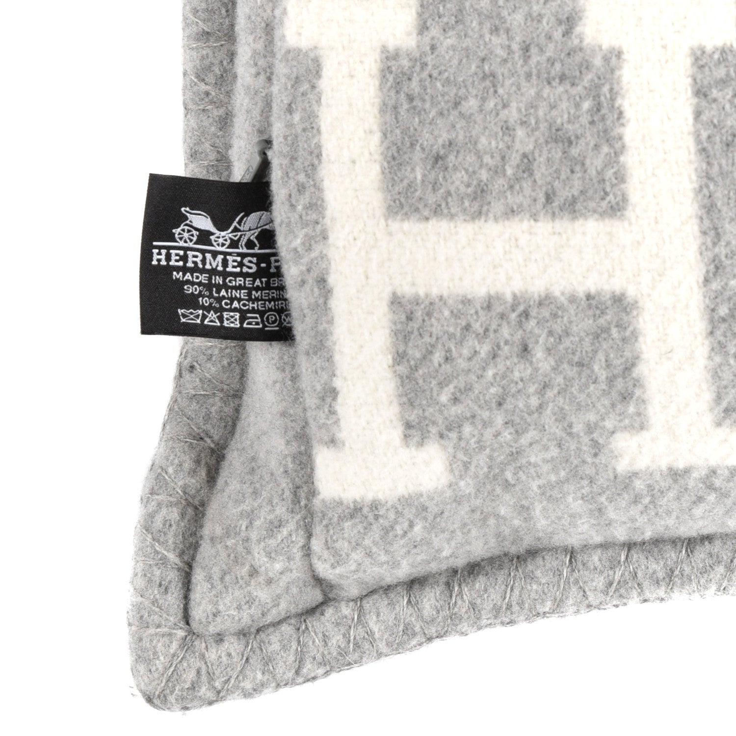 Hermes Wool Cashmere Avalon III Pillow PM Ecru Gris Clair 3 of 3