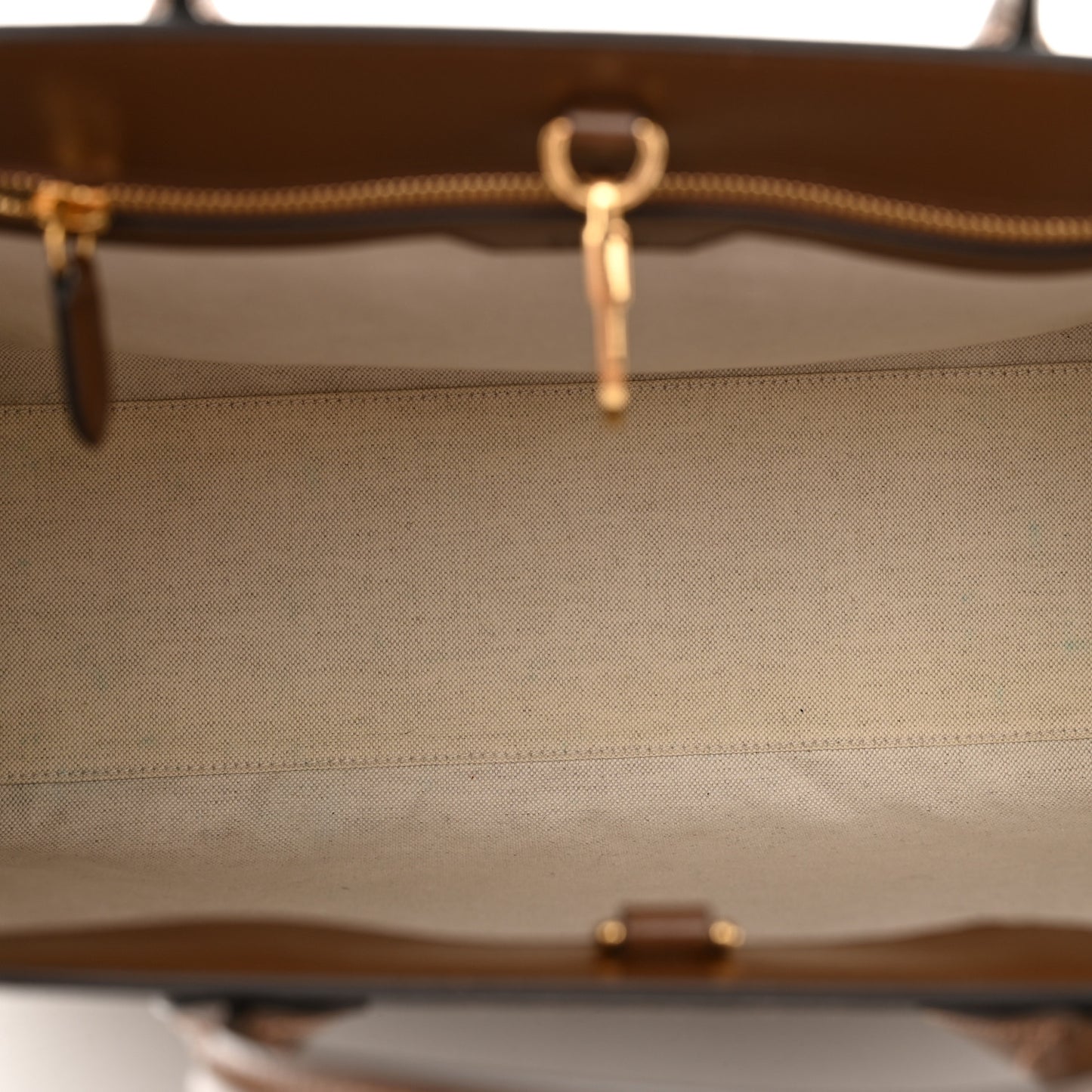 GG Supreme Monogram Azalea Calfskin Medium Retro Interlocking G Tote Bag Beige Ebony Brown Sugar