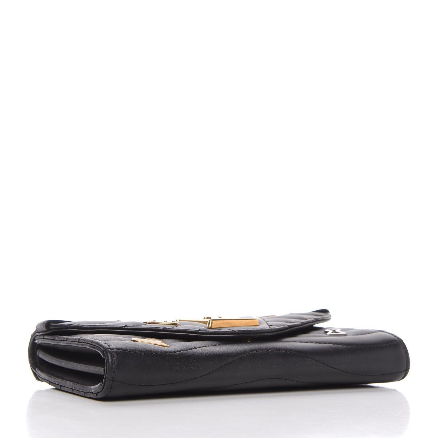 Calfskin Love Lock New Wave Long Wallet Black