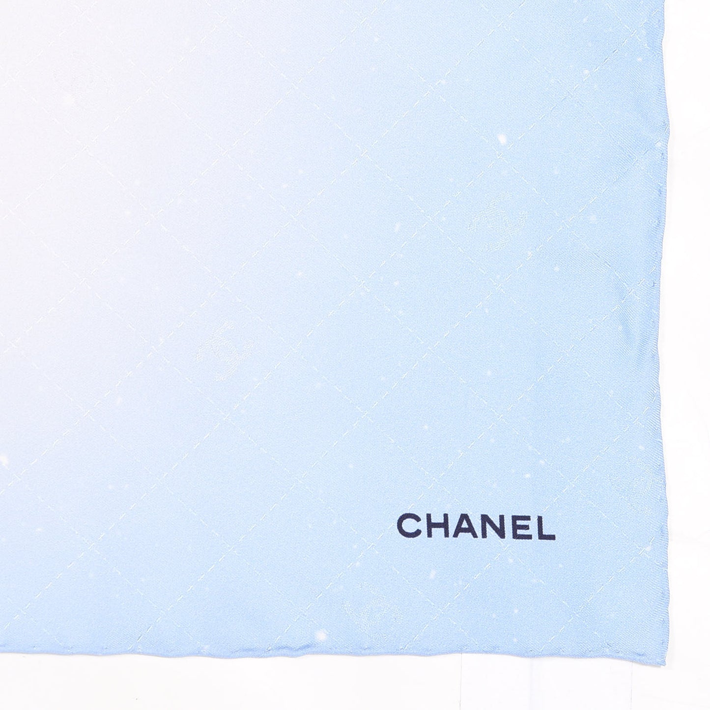 Silk Camellia Print Square Scarf Blue Pink