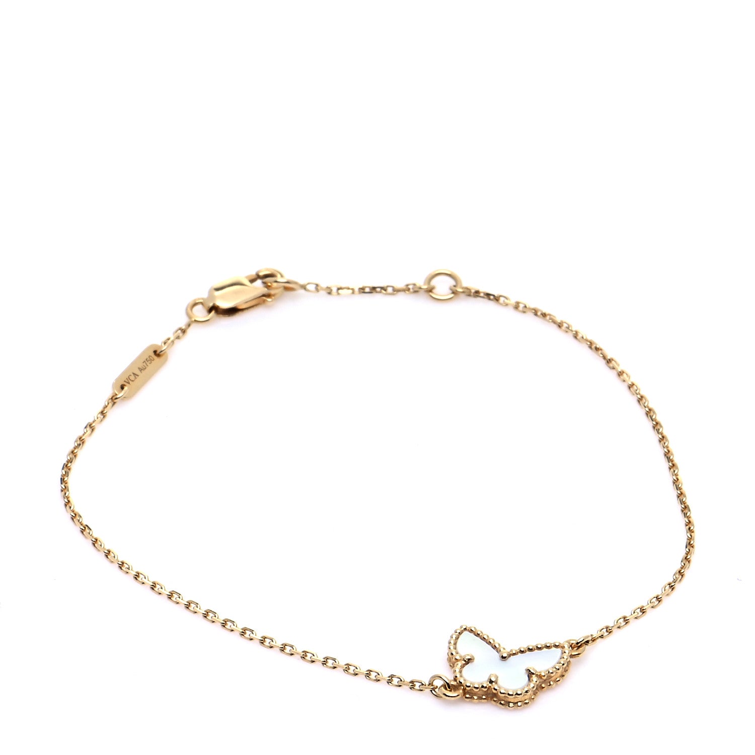 Van Cleef & Arpels 18K Yellow Gold Mother of Pearl Sweet Alhambra Butterfly Bracelet 1 of 8