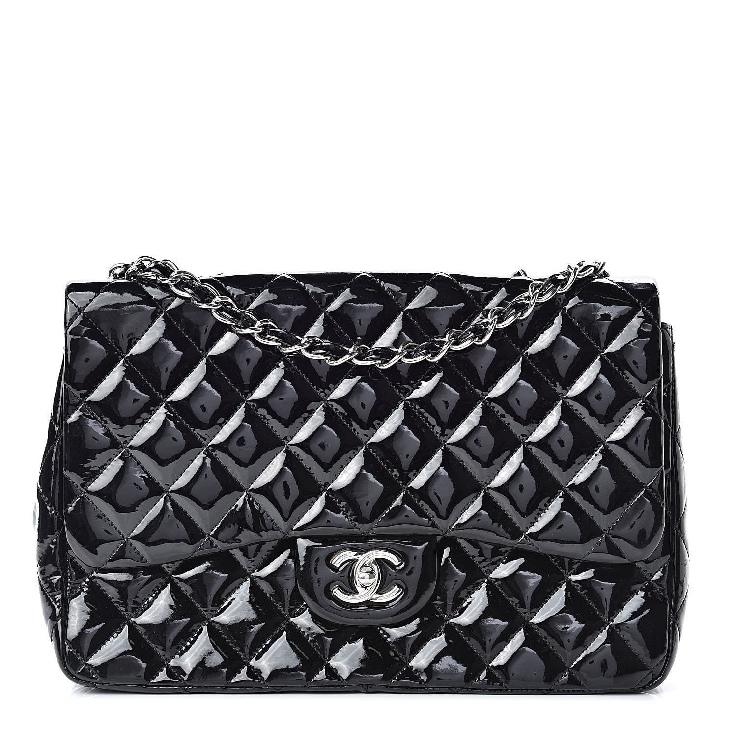 Chanel Patent Quilted Jumbo Single Flap Black 1 of 15