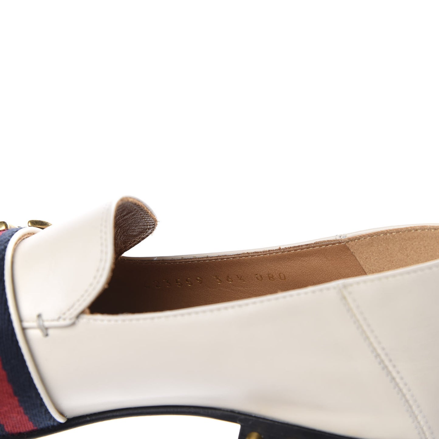 Betis Glamour Calfskin Web Pearl Embellished Peyton 35mm Loafer Pumps 36.5 Mystic White
