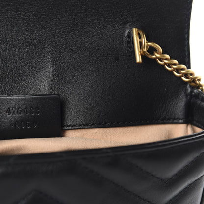 Gucci Calfskin Matelasse Super Mini GG Marmont Shoulder Bag Black 10 of 12