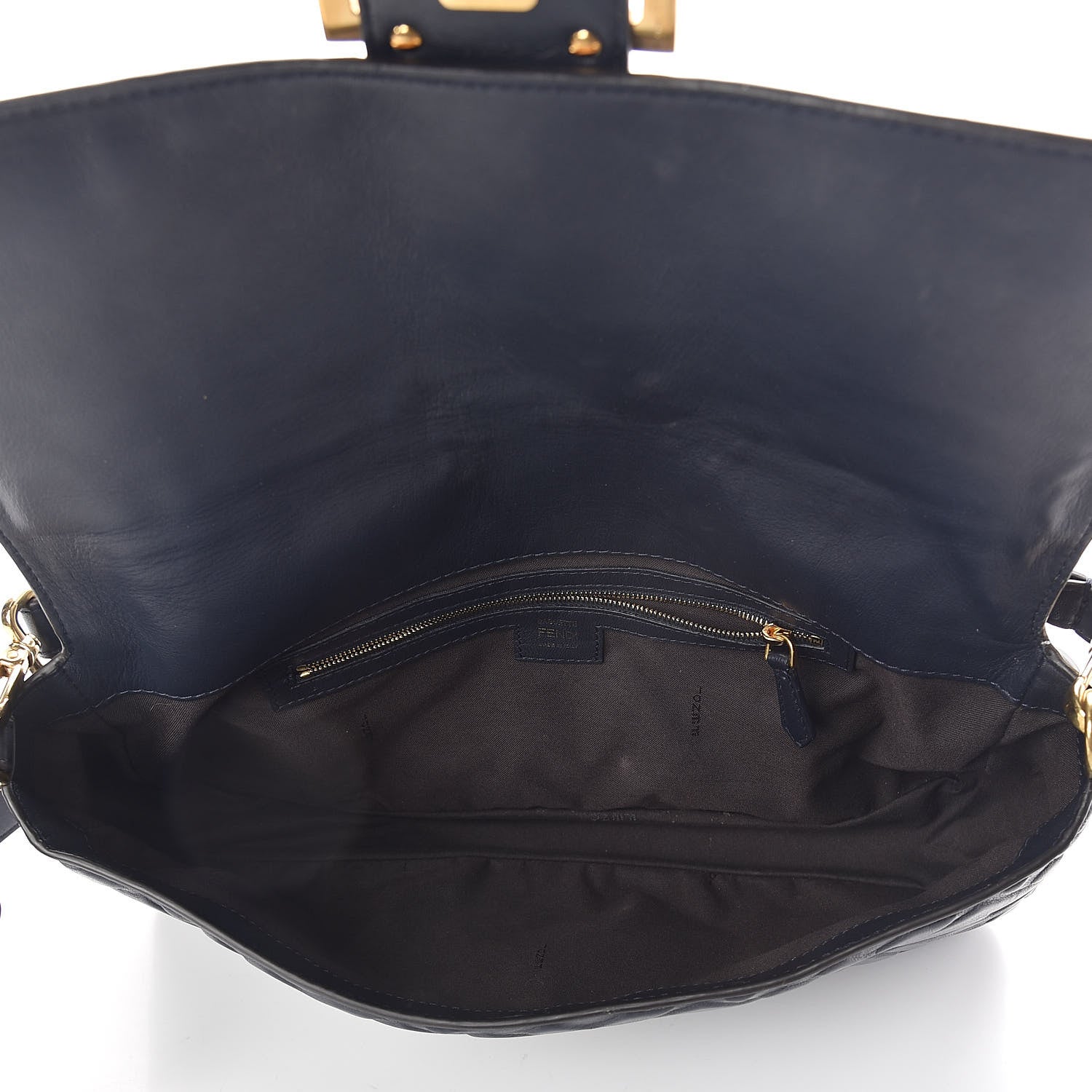 Fendi Nappa FF 1974 Embossed Large Baguette Midnight 5 of 9